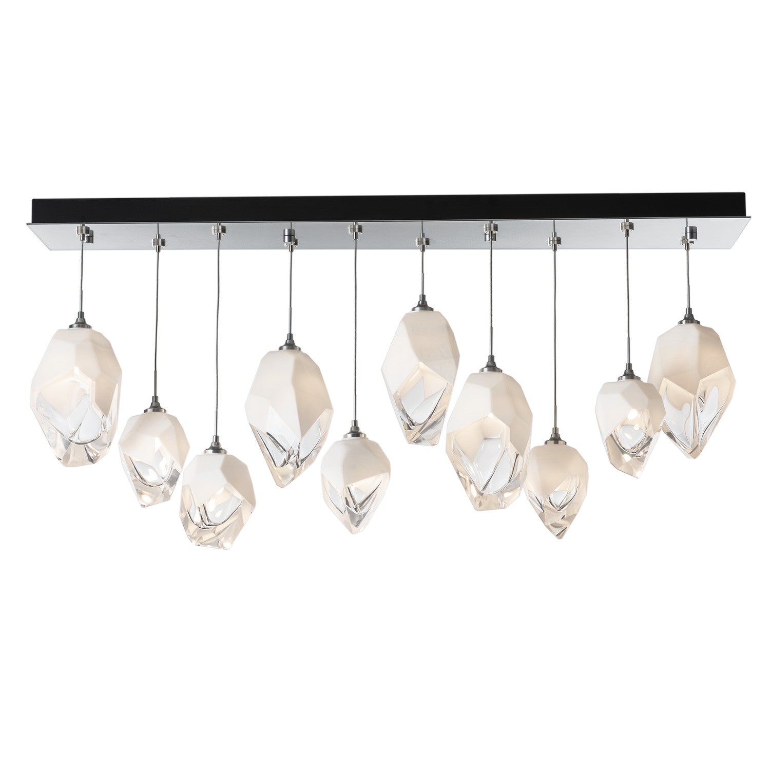 Hubbardton Forge - 131145-SKT-LONG-85-WP0756 - Chrysalis 10-Light Mixed Crystal Pendant - Chrysalis - Sterling