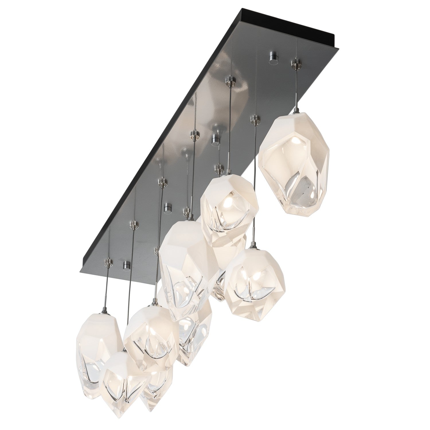 Hubbardton Forge - 131145-SKT-LONG-85-WP0756 - Chrysalis 10-Light Mixed Crystal Pendant - Chrysalis - Sterling