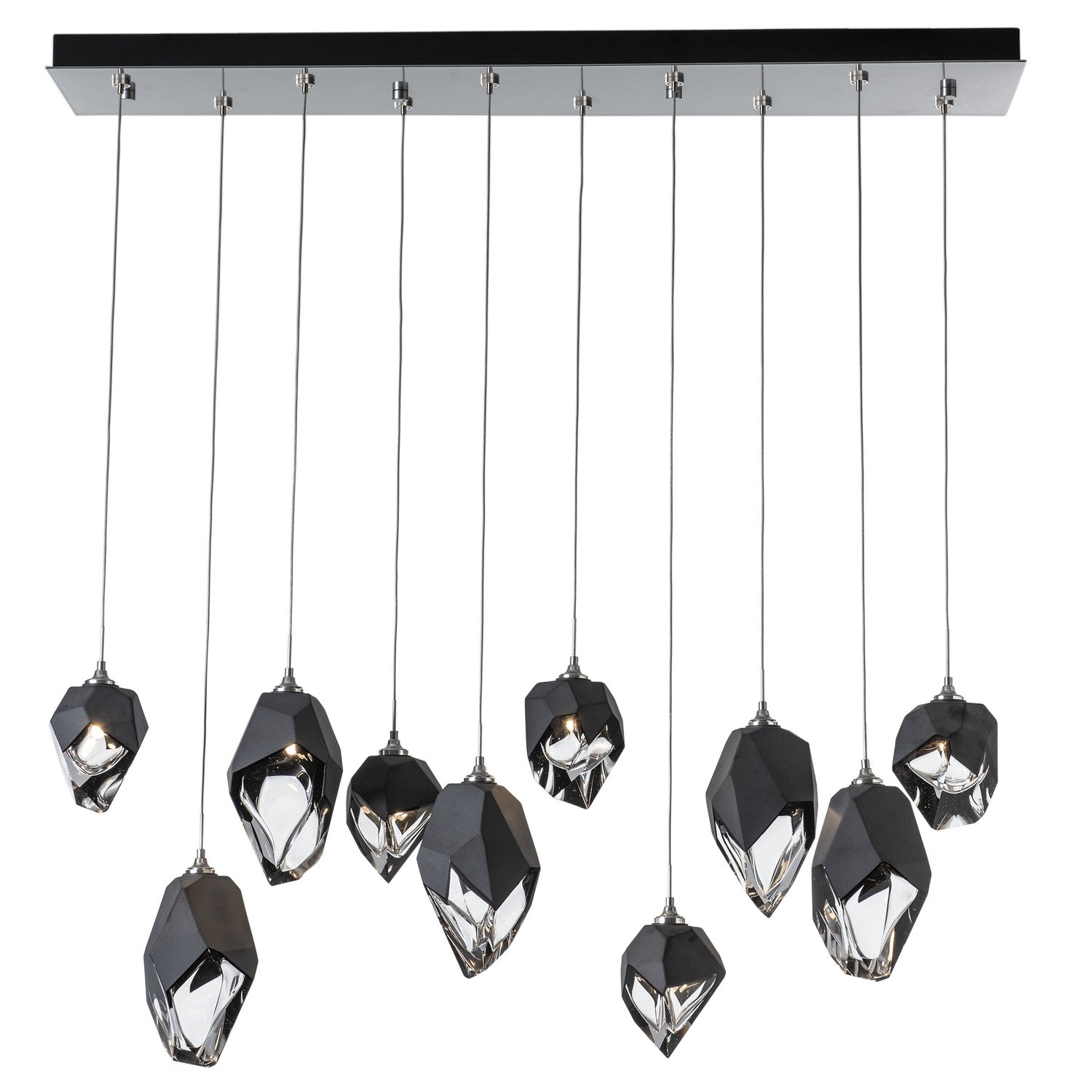 Hubbardton Forge - 131145-SKT-LONG-85-BP0756 - Chrysalis 10-Light Mixed Crystal Pendant - Chrysalis - Sterling