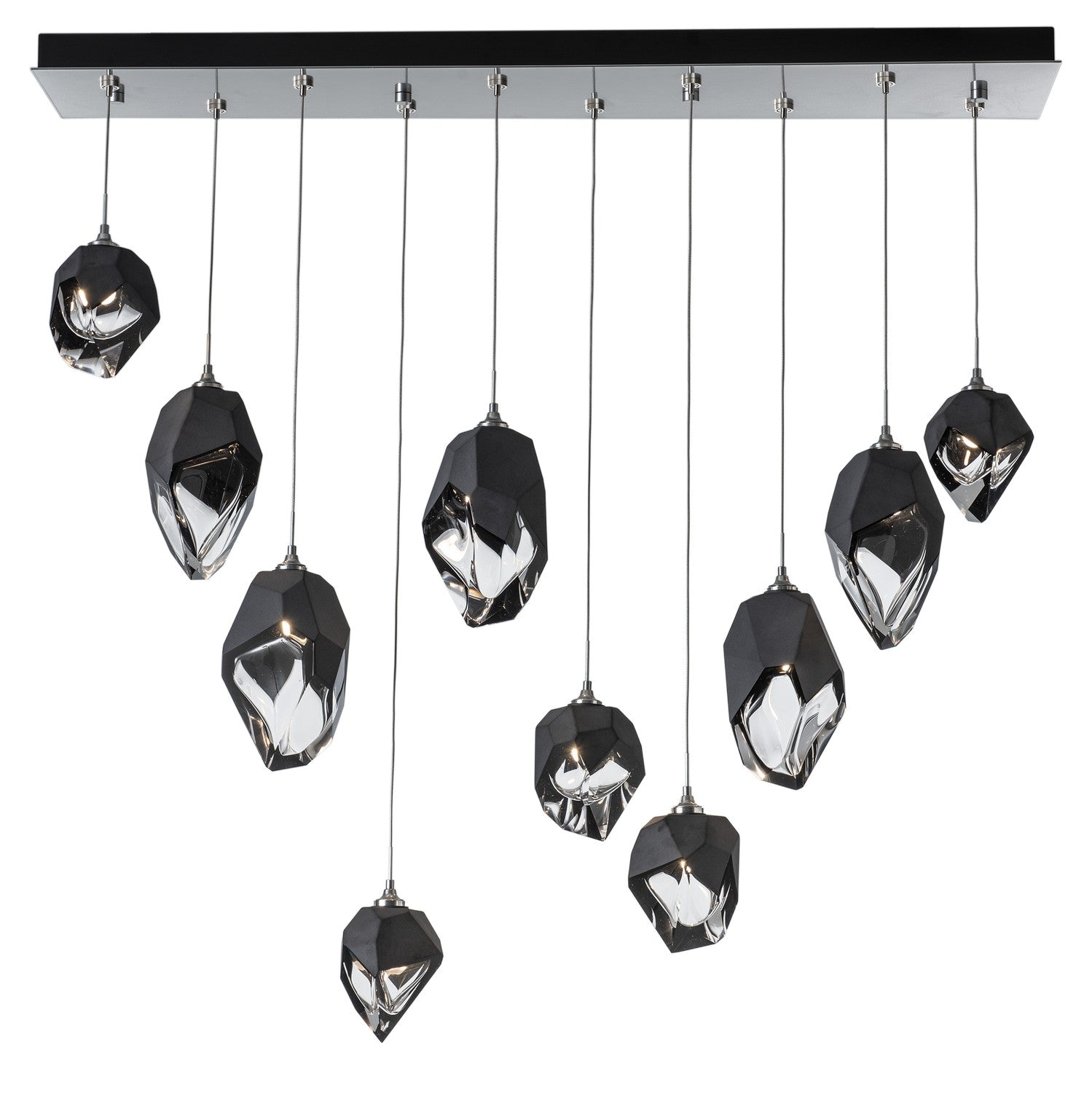 Hubbardton Forge - 131145-SKT-LONG-85-BP0756 - Chrysalis 10-Light Mixed Crystal Pendant - Chrysalis - Sterling