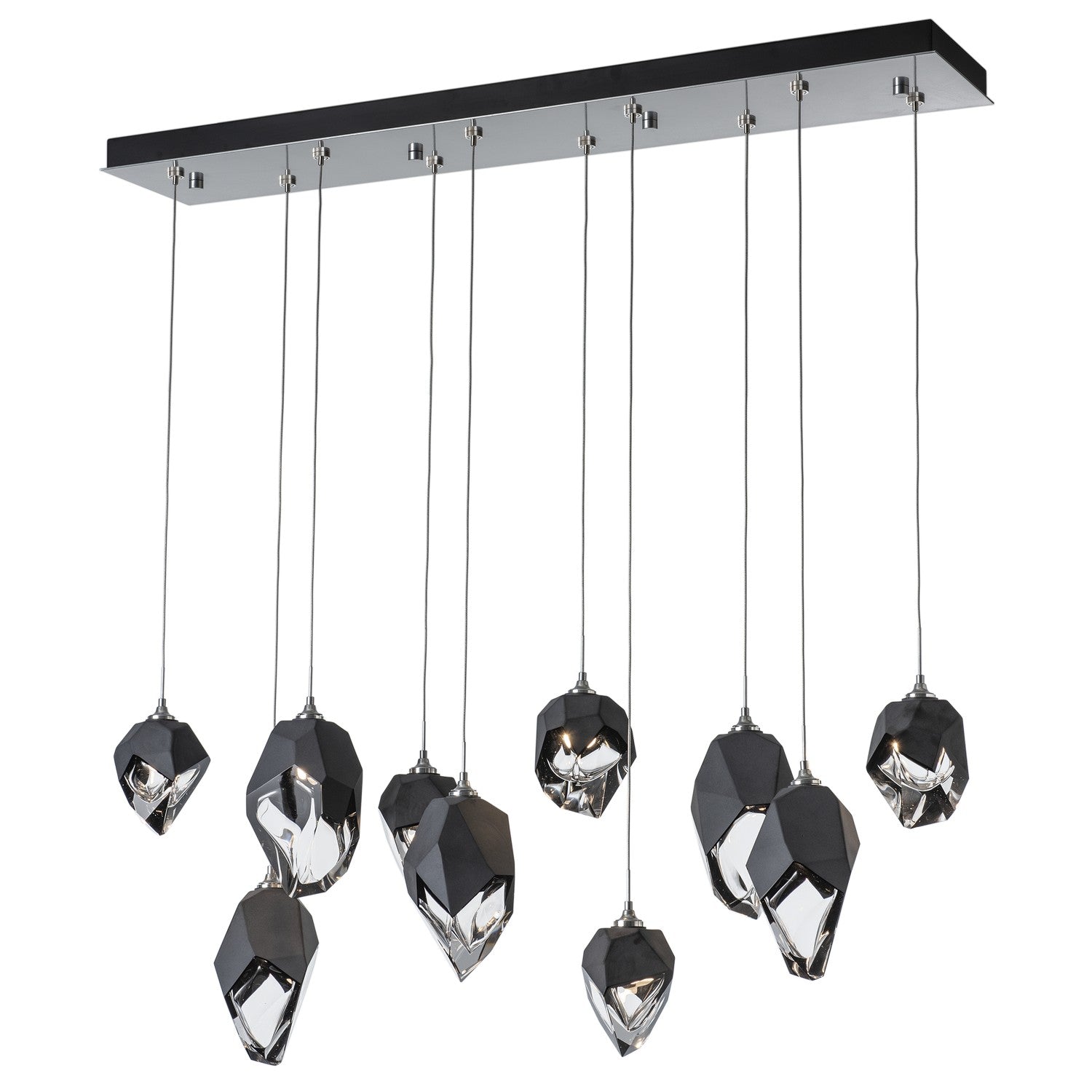 Hubbardton Forge - 131145-SKT-LONG-85-BP0756 - Chrysalis 10-Light Mixed Crystal Pendant - Chrysalis - Sterling
