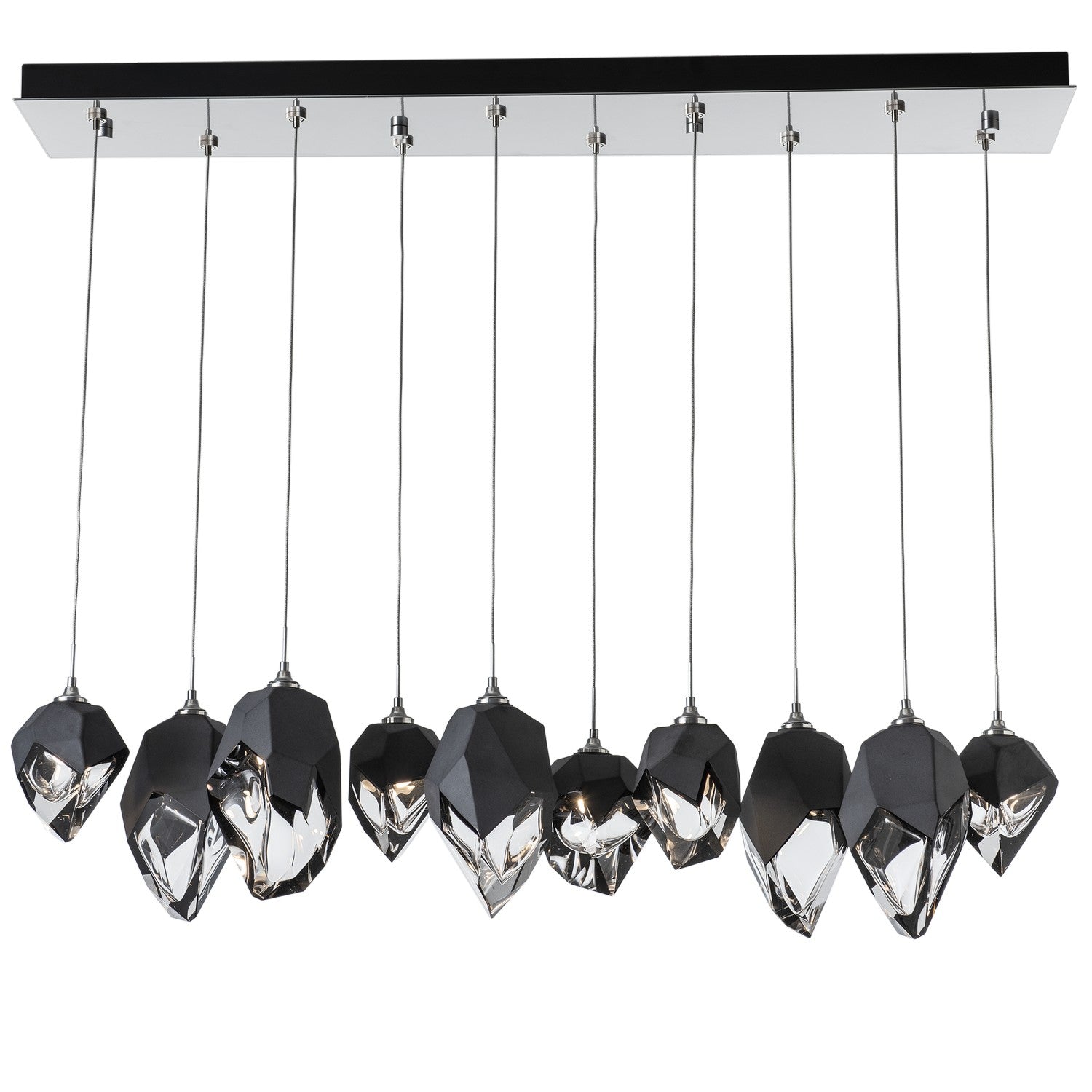Hubbardton Forge - 131145-SKT-LONG-85-BP0756 - Chrysalis 10-Light Mixed Crystal Pendant - Chrysalis - Sterling