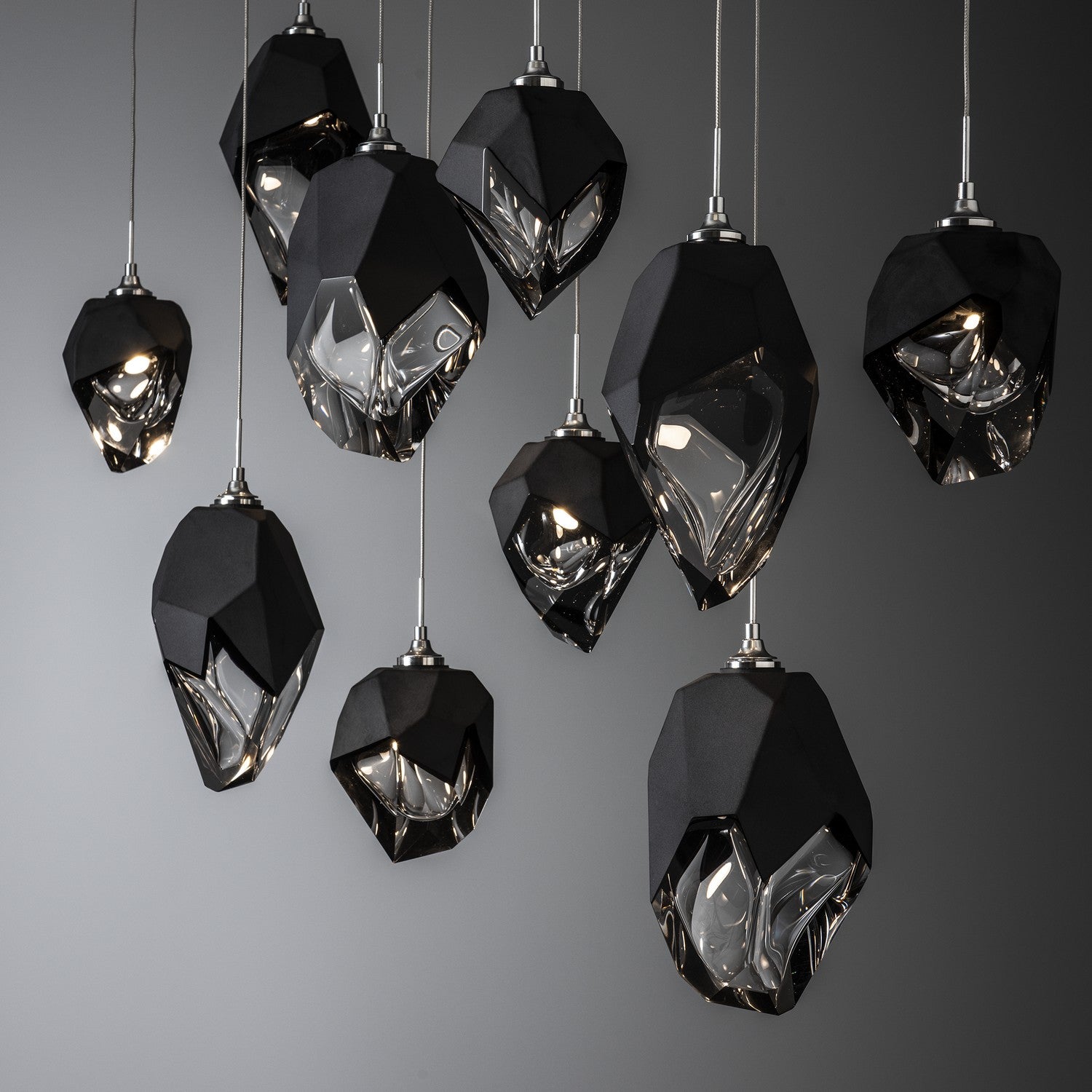Hubbardton Forge - 131145-SKT-LONG-85-BP0756 - Chrysalis 10-Light Mixed Crystal Pendant - Chrysalis - Sterling