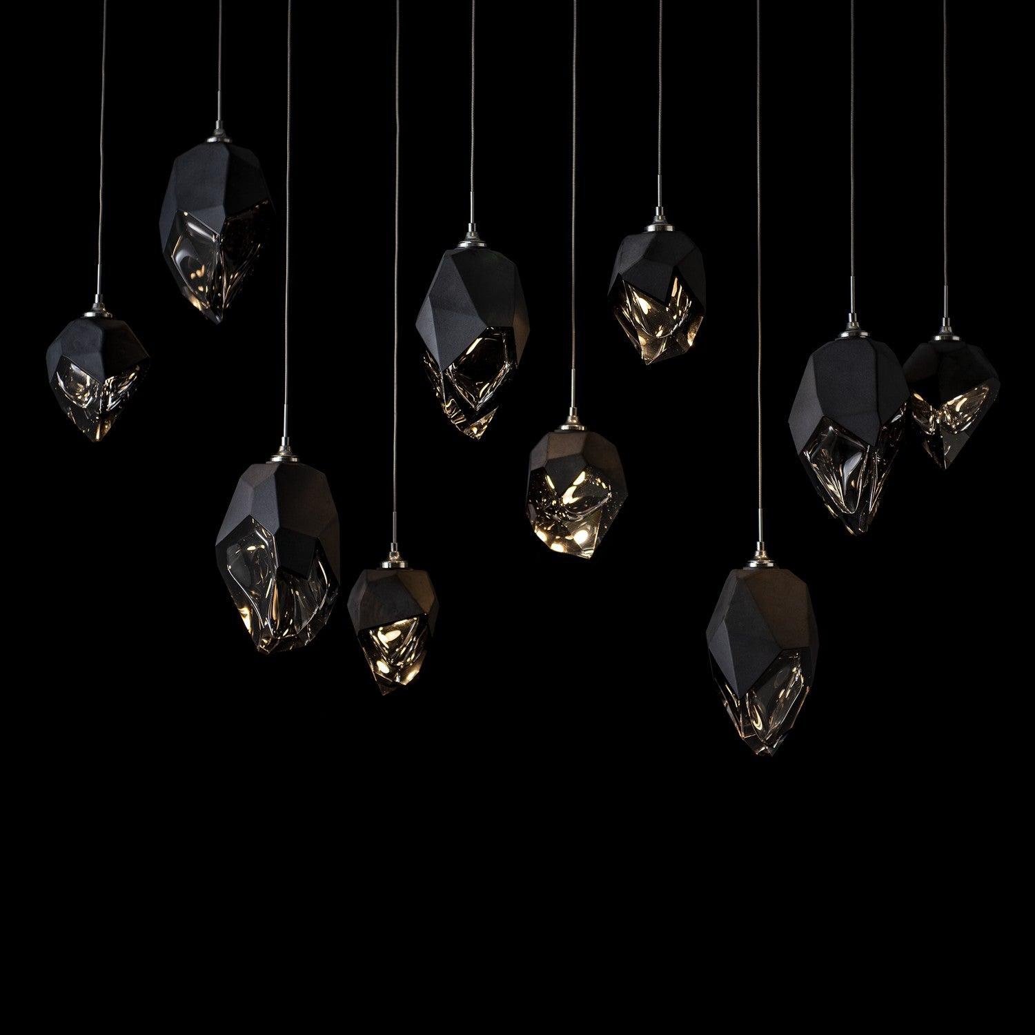Hubbardton Forge - 131145-SKT-LONG-85-BP0756 - Chrysalis 10-Light Mixed Crystal Pendant - Chrysalis - Sterling