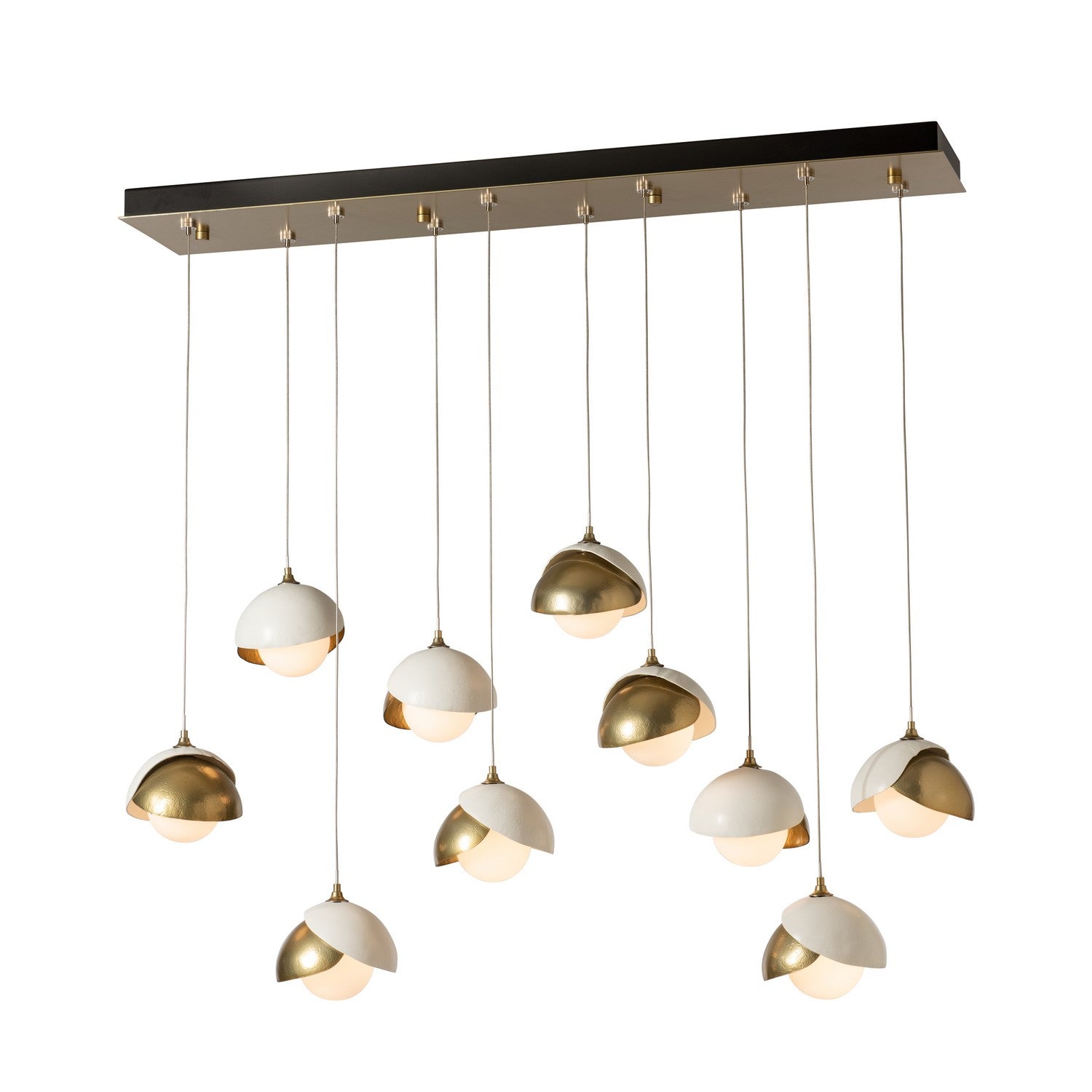 Hubbardton Forge - 131205-SKT-STND-86-02-GG0711 - Brooklyn 10-Light Double Shade Pendant - Brooklyn - Modern Brass