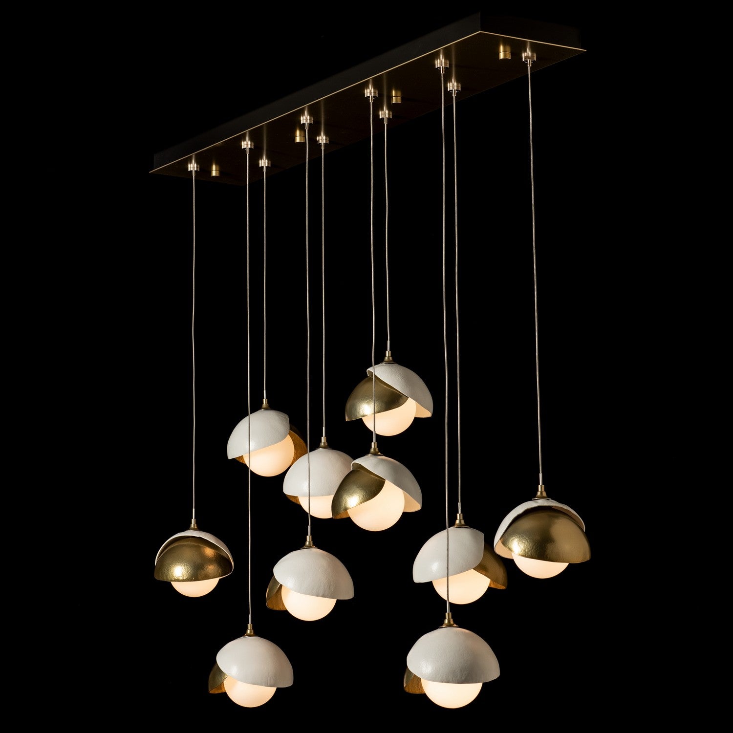 Hubbardton Forge - 131205-SKT-STND-86-02-GG0711 - Brooklyn 10-Light Double Shade Pendant - Brooklyn - Modern Brass