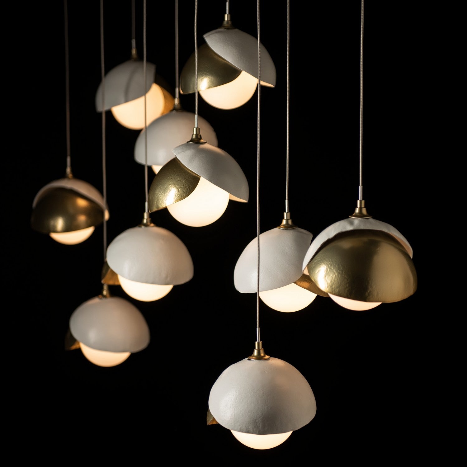 Hubbardton Forge - 131205-SKT-STND-86-02-GG0711 - Brooklyn 10-Light Double Shade Pendant - Brooklyn - Modern Brass