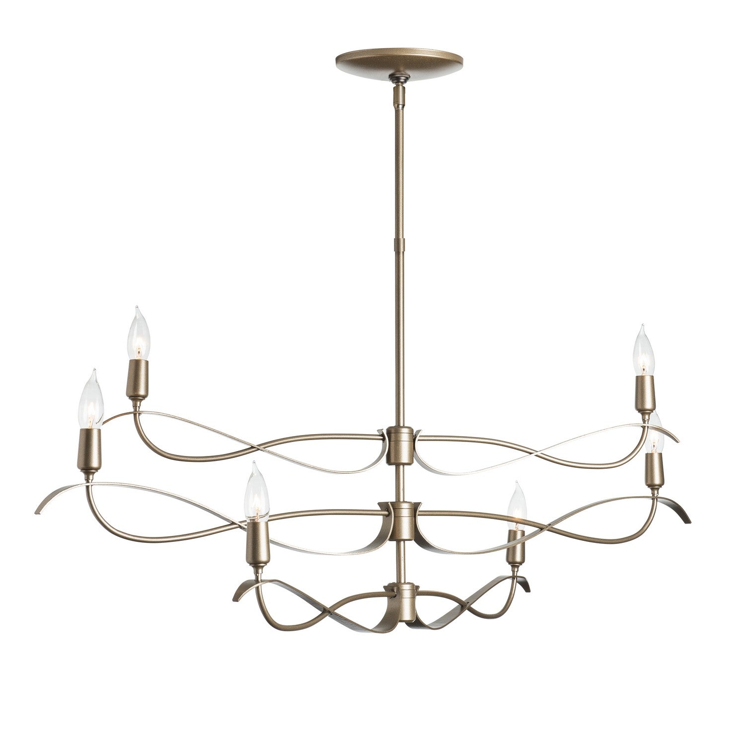 Hubbardton Forge - 136350-SKT-MULT-82 - Willow 6-Light Small Chandelier - Willow - Vintage Platinum