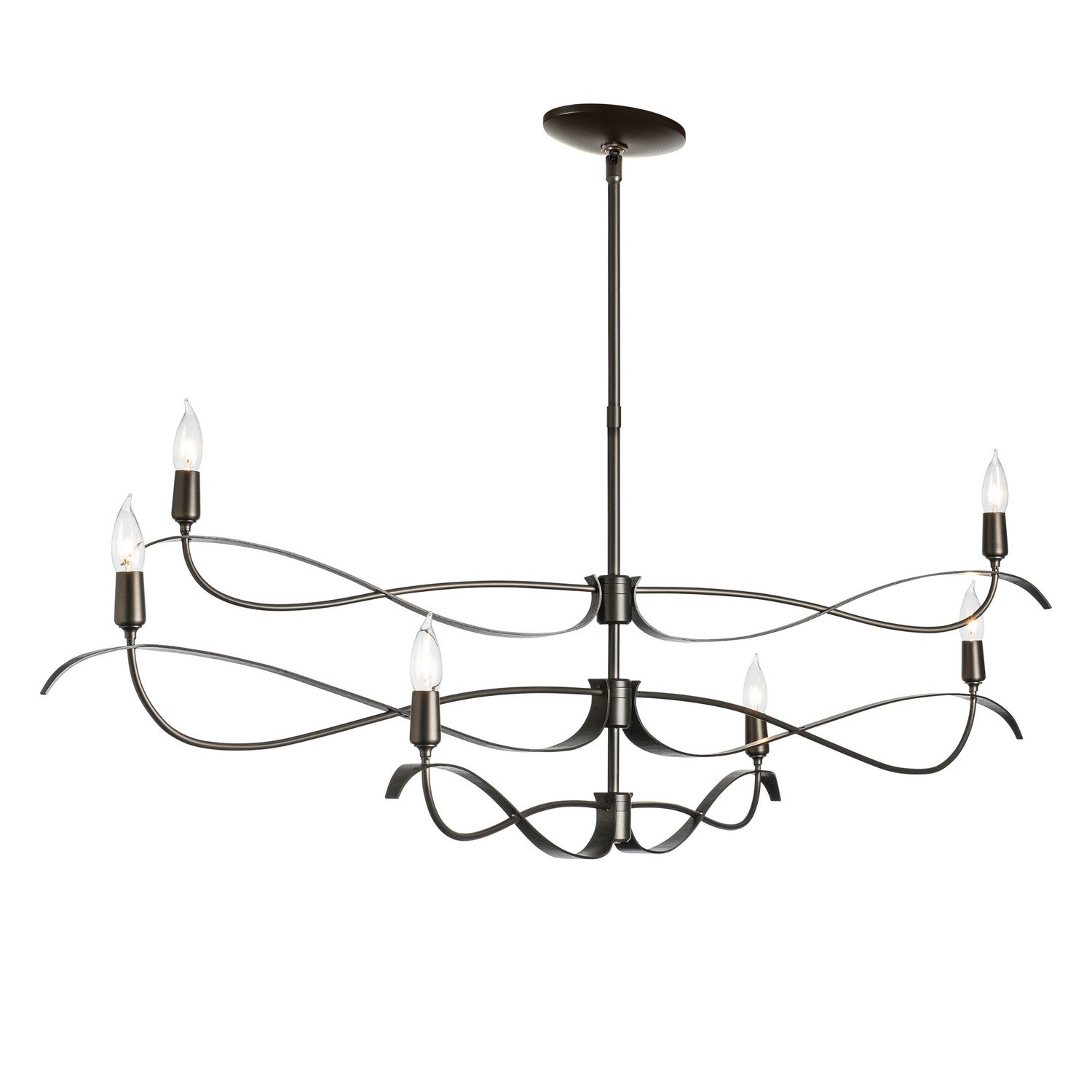 Hubbardton Forge - 136352-SKT-MULT-07 - Six Light Chandelier - Willow - Dark Smoke