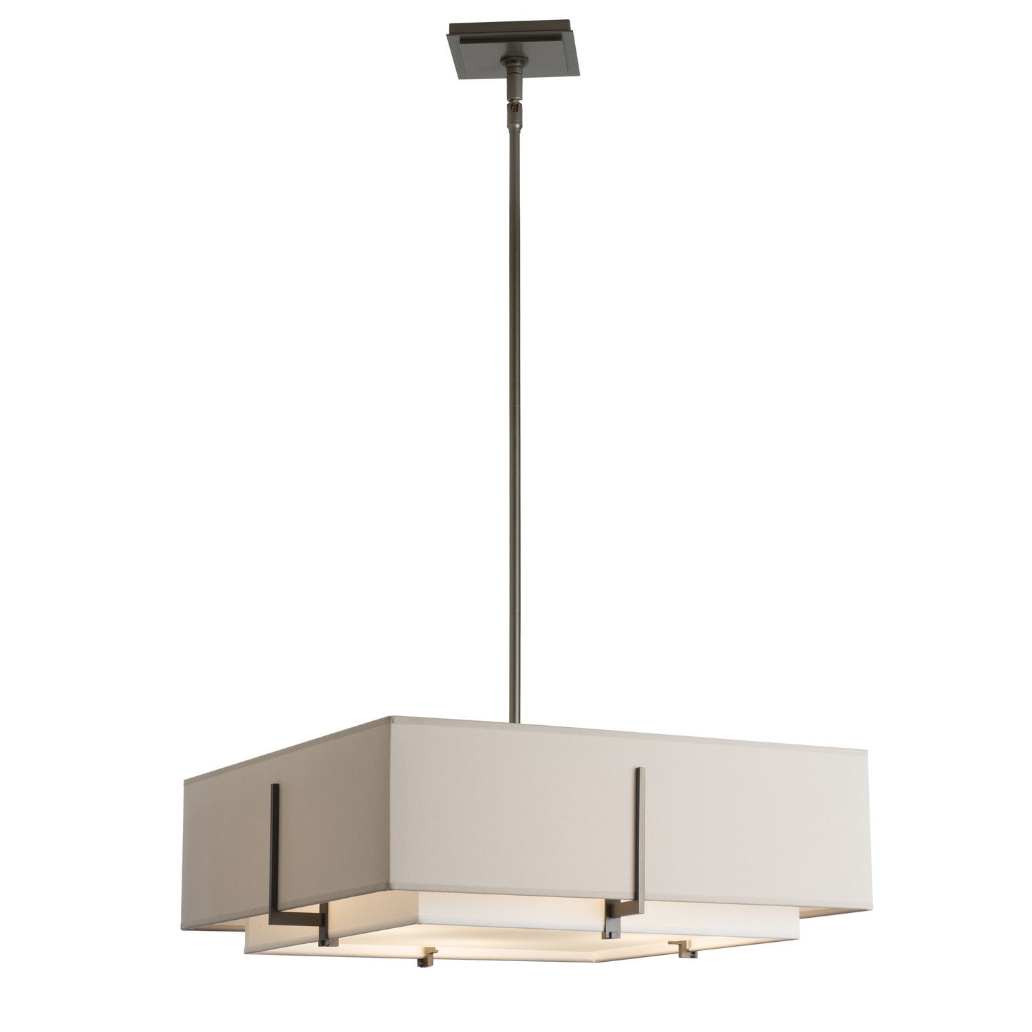 Hubbardton Forge - 139630-SKT-MULT-07-SF1605-SE2012 - Exos Square Double Shade Pendant - Exos - Dark Smoke