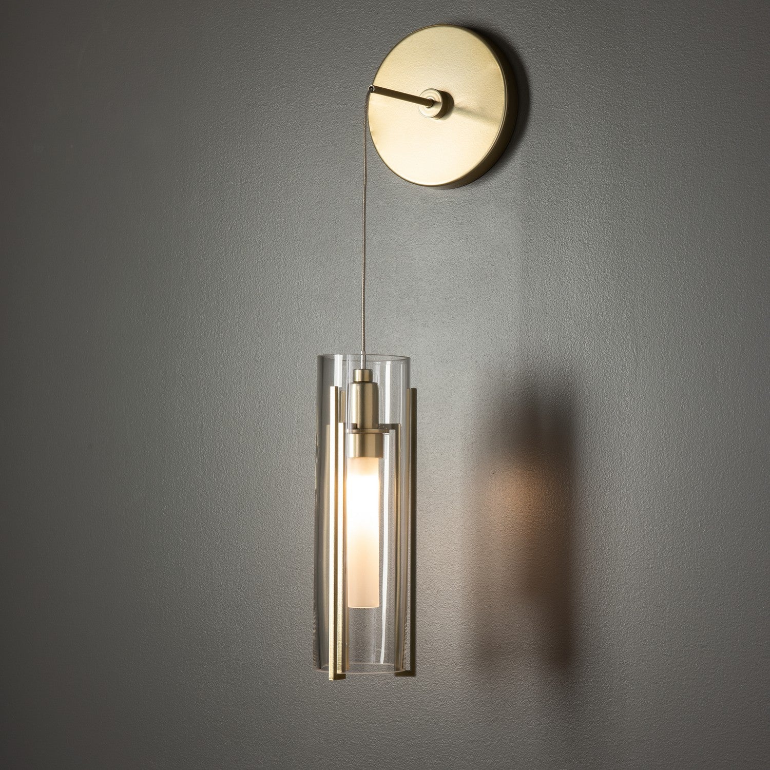 Hubbardton Forge - 201394-SKT-86-ZM0065 - Exos Glass Mini Low Voltage Sconce - Exos Glass - Modern Brass