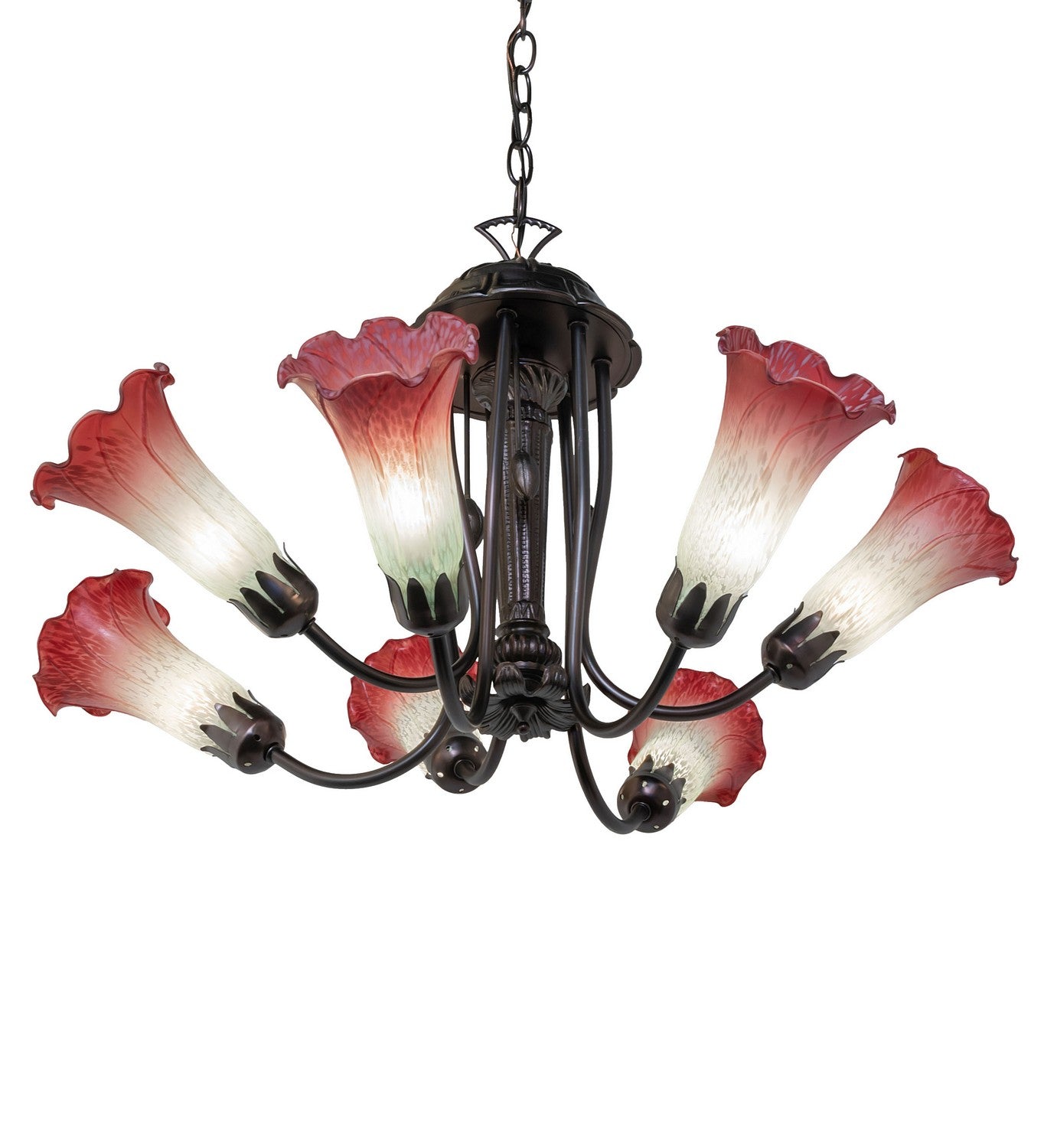 Meyda Tiffany - 251577 - Seven Light Chandelier - Pink/White - Mahogany Bronze