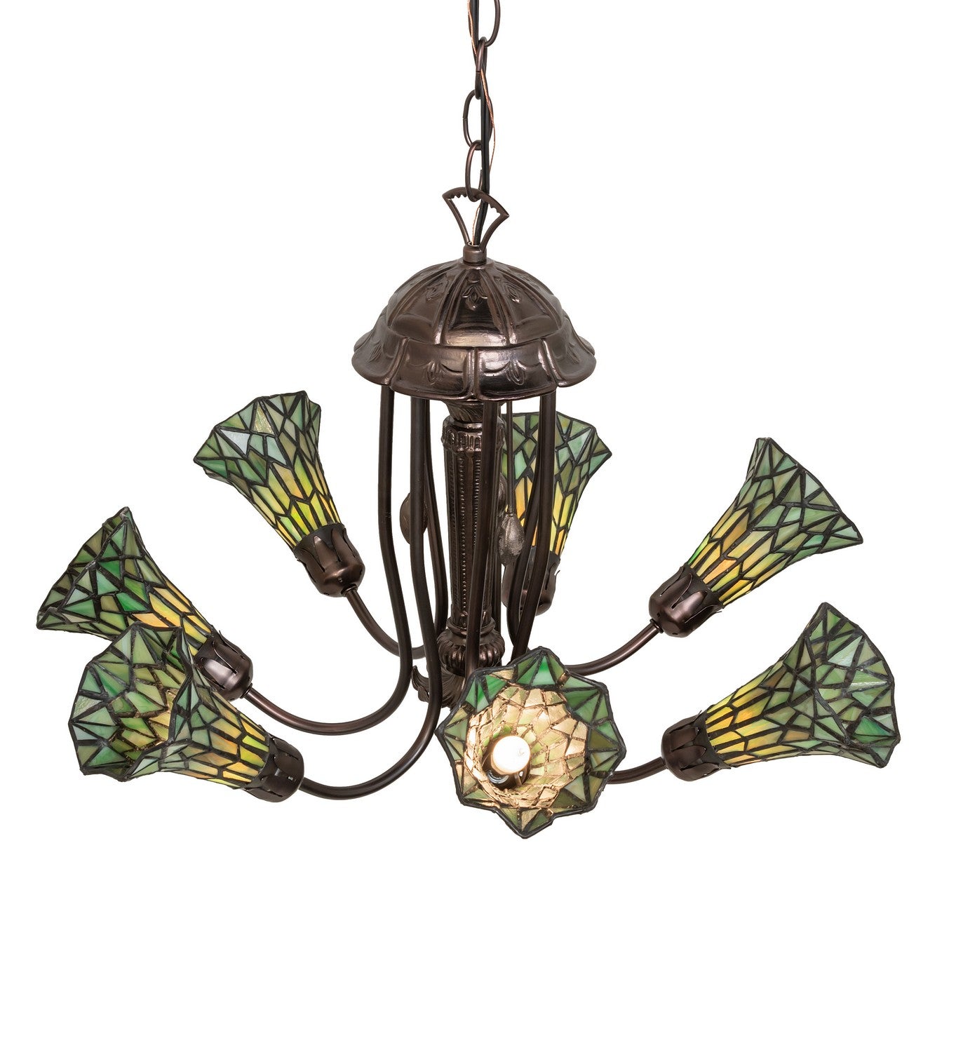 Meyda Tiffany - 251593 - Seven Light Chandelier - Stained Glass Pond Lily - Mahogany Bronze