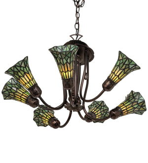 Meyda Tiffany - 251593 - Seven Light Chandelier - Stained Glass Pond Lily - Mahogany Bronze