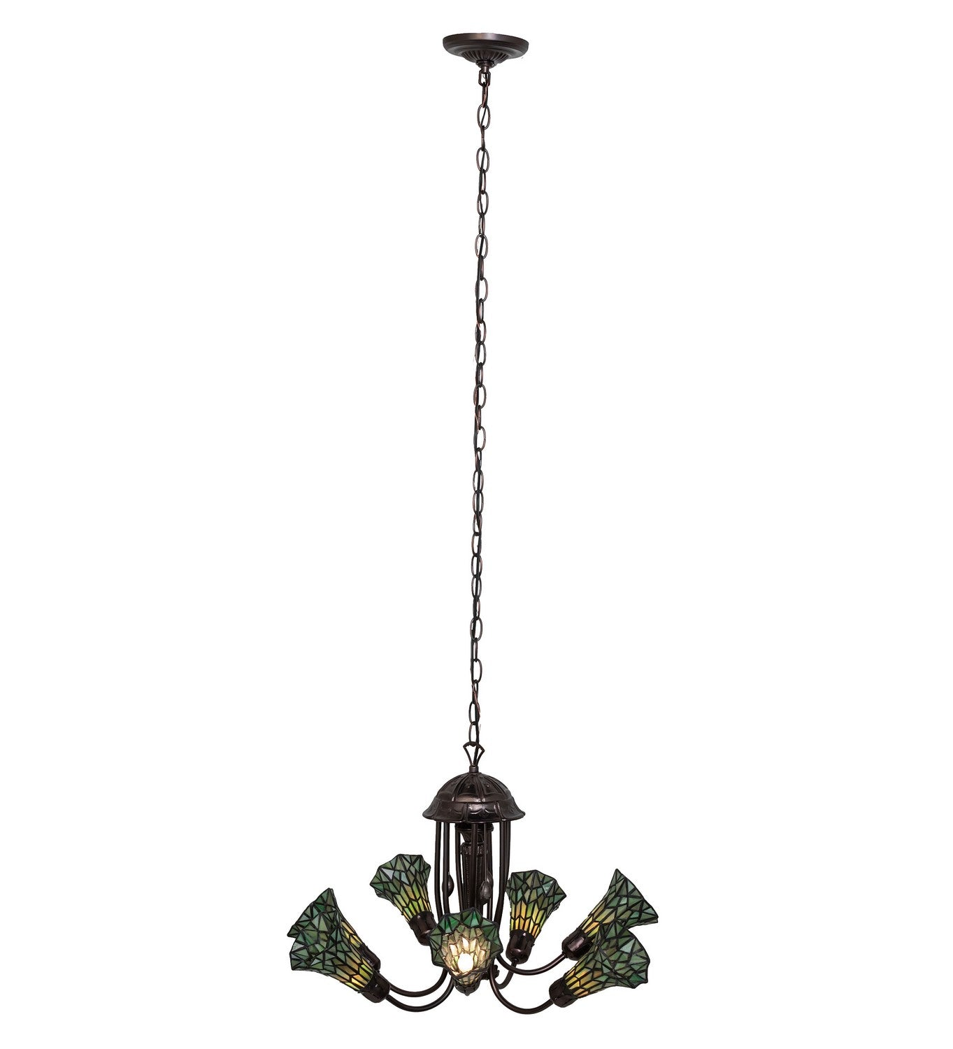 Meyda Tiffany - 251593 - Seven Light Chandelier - Stained Glass Pond Lily - Mahogany Bronze