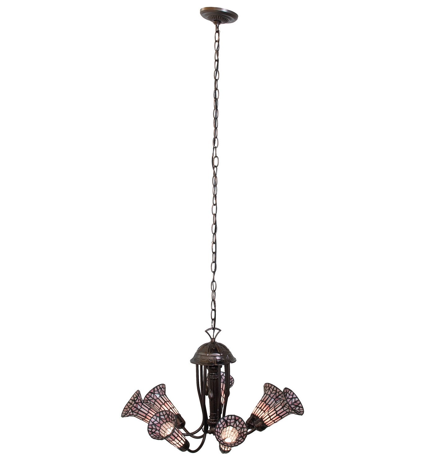 Meyda Tiffany - 251594 - Seven Light Chandelier - Stained Glass Pond Lily - Mahogany Bronze