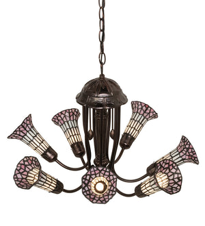 Meyda Tiffany - 251595 - Seven Light Chandelier - Stained Glass Pond Lily - Mahogany Bronze