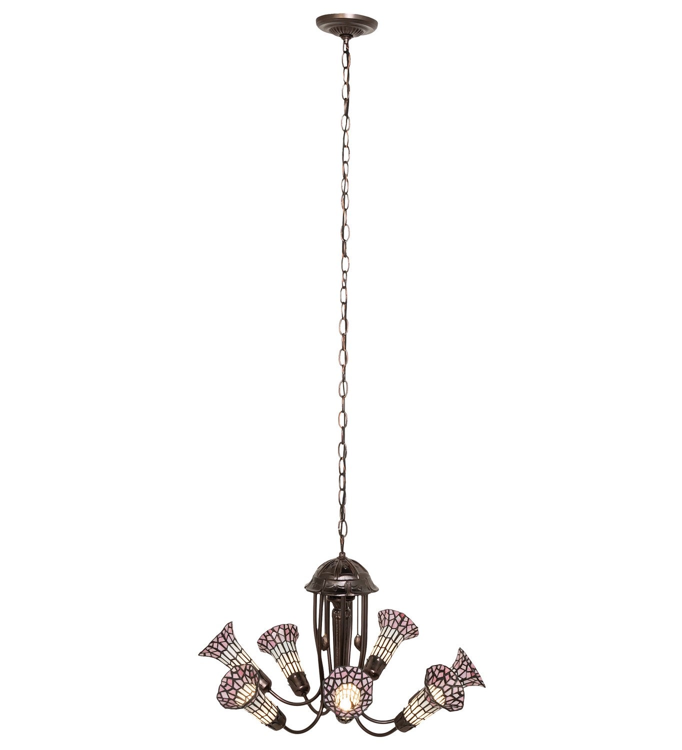 Meyda Tiffany - 251595 - Seven Light Chandelier - Stained Glass Pond Lily - Mahogany Bronze