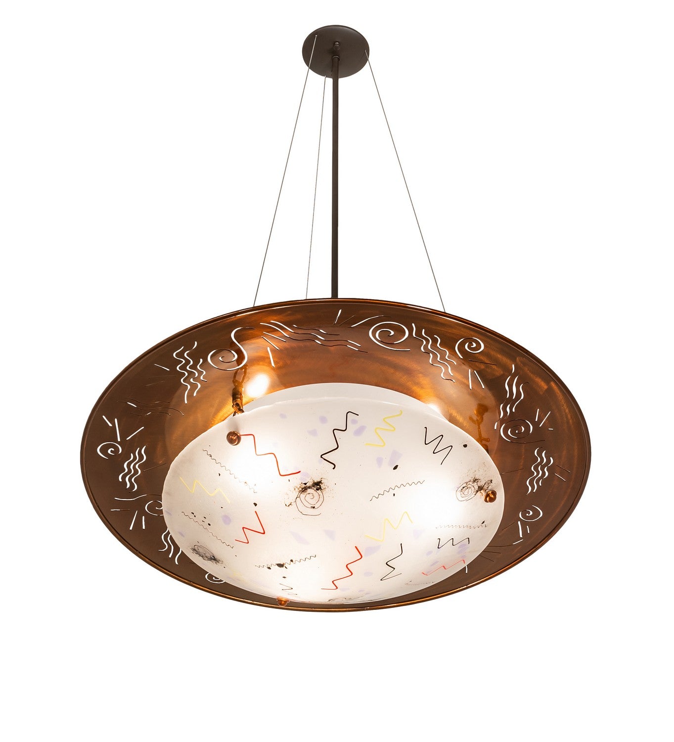 Meyda Tiffany - 259617 - Three Light Pendant - Metro Fusion - Oil Rubbed Bronze & Transparent Copper