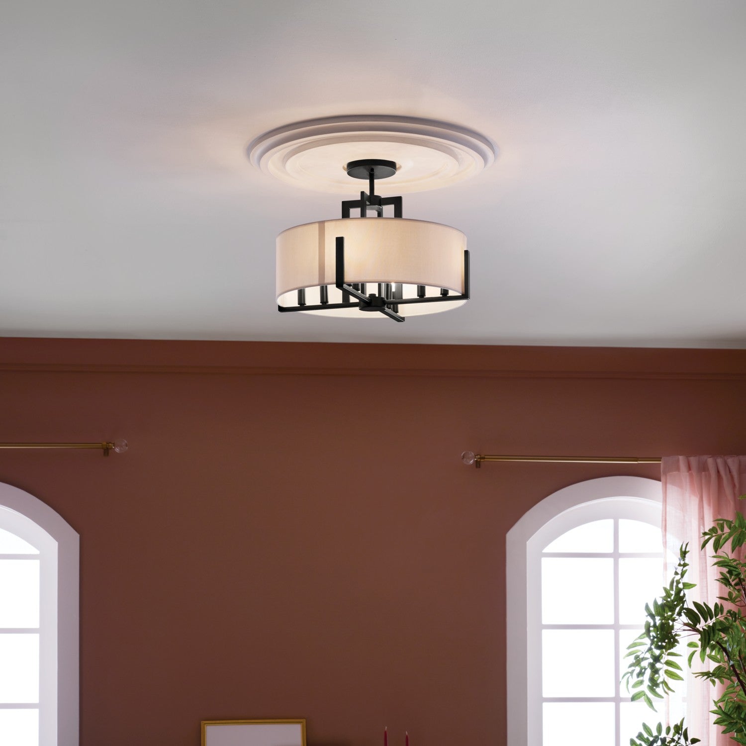 Kichler - 52592BK - Eight Light Semi Flush Mount - Malen - Black