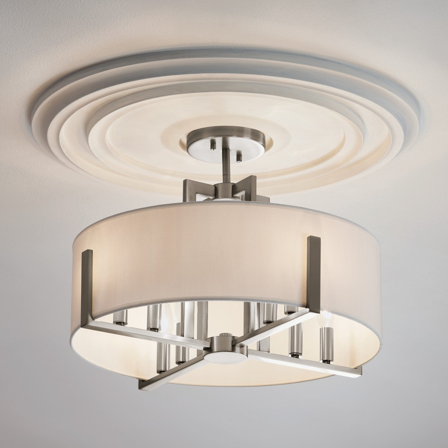 Kichler - 52592CLP - Eight Light Semi Flush Mount - Malen - Classic Pewter