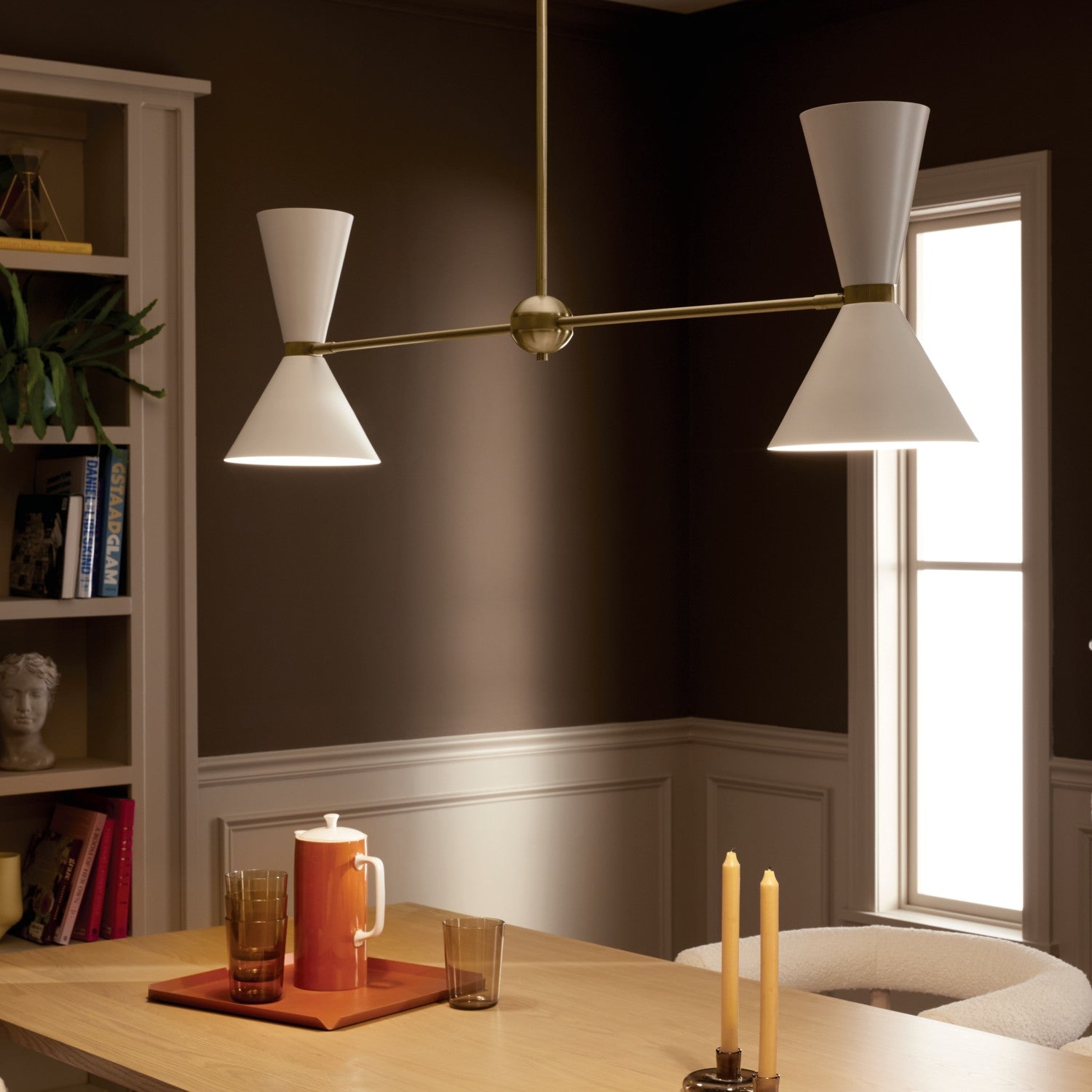 Kichler - 52569CPZWH - Four Light Linear Chandelier - Phix - Champagne Bronze