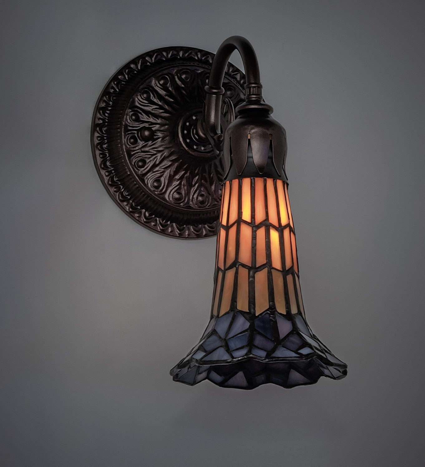 Meyda Tiffany - 251868 - One Light Wall Sconce - Stained Glass Pond Lily - Mahogany Bronze