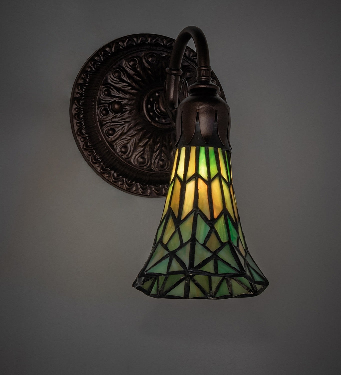 Meyda Tiffany - 251869 - One Light Wall Sconce - Stained Glass Pond Lily - Mahogany Bronze