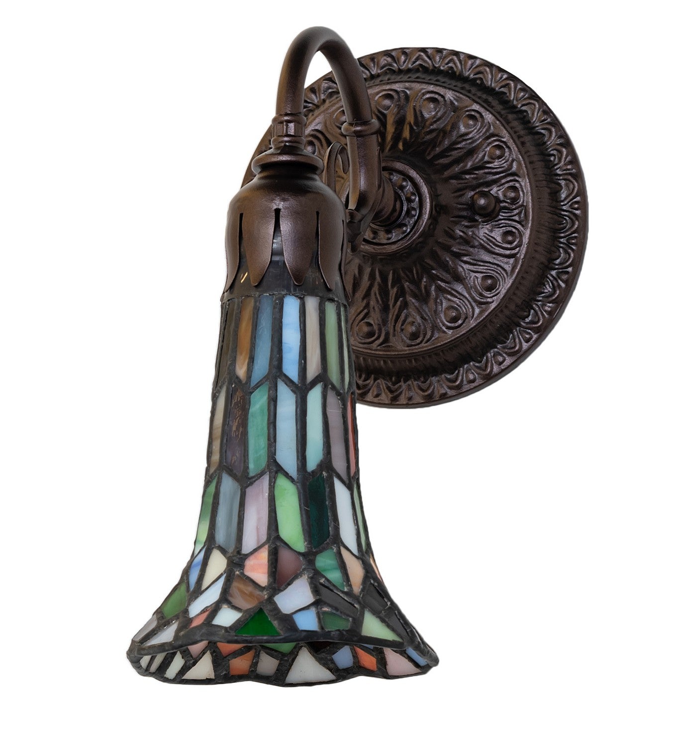 Meyda Tiffany - 251873 - One Light Wall Sconce - Stained Glass Pond Lily - Mahogany Bronze