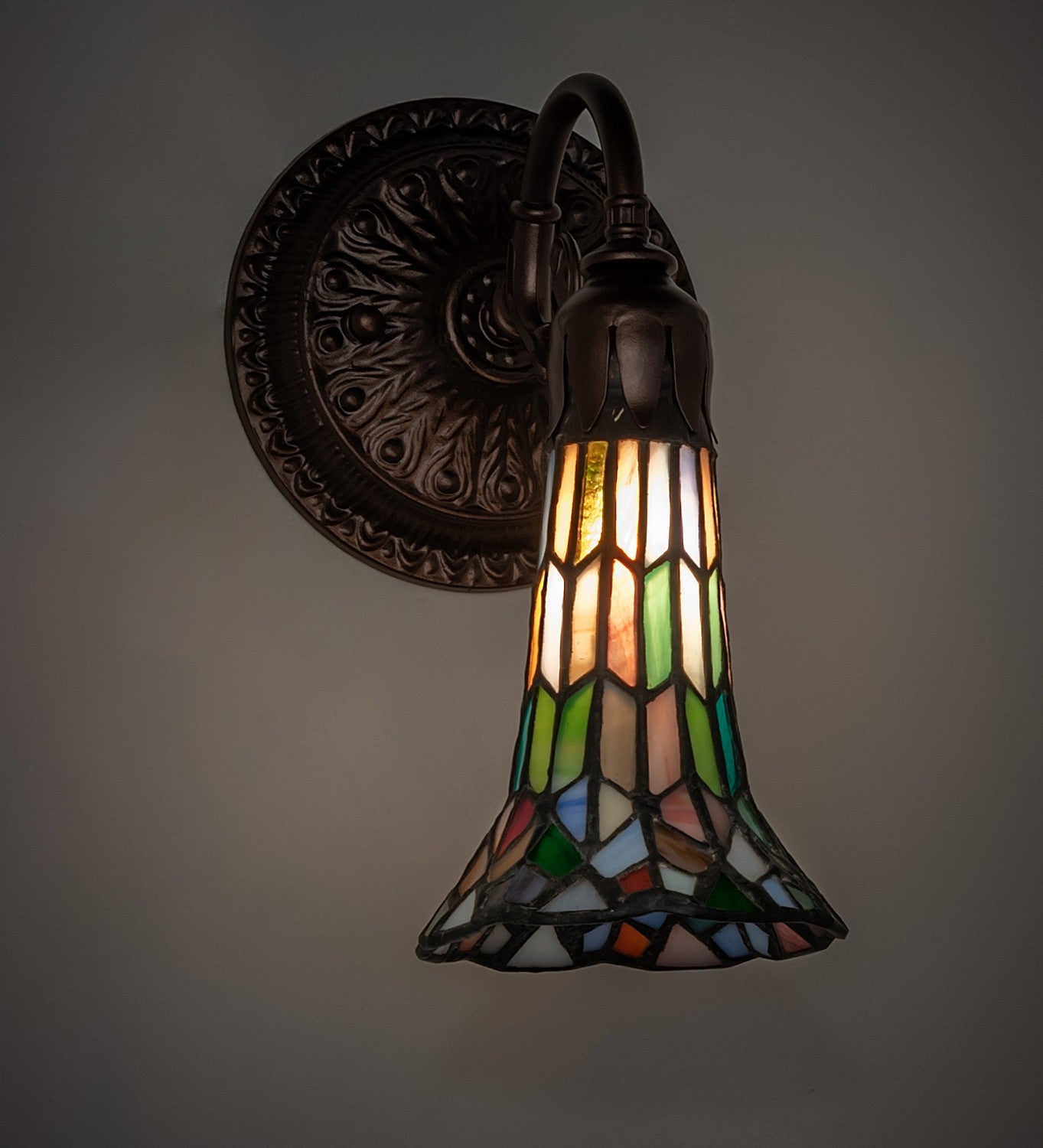 Meyda Tiffany - 251873 - One Light Wall Sconce - Stained Glass Pond Lily - Mahogany Bronze