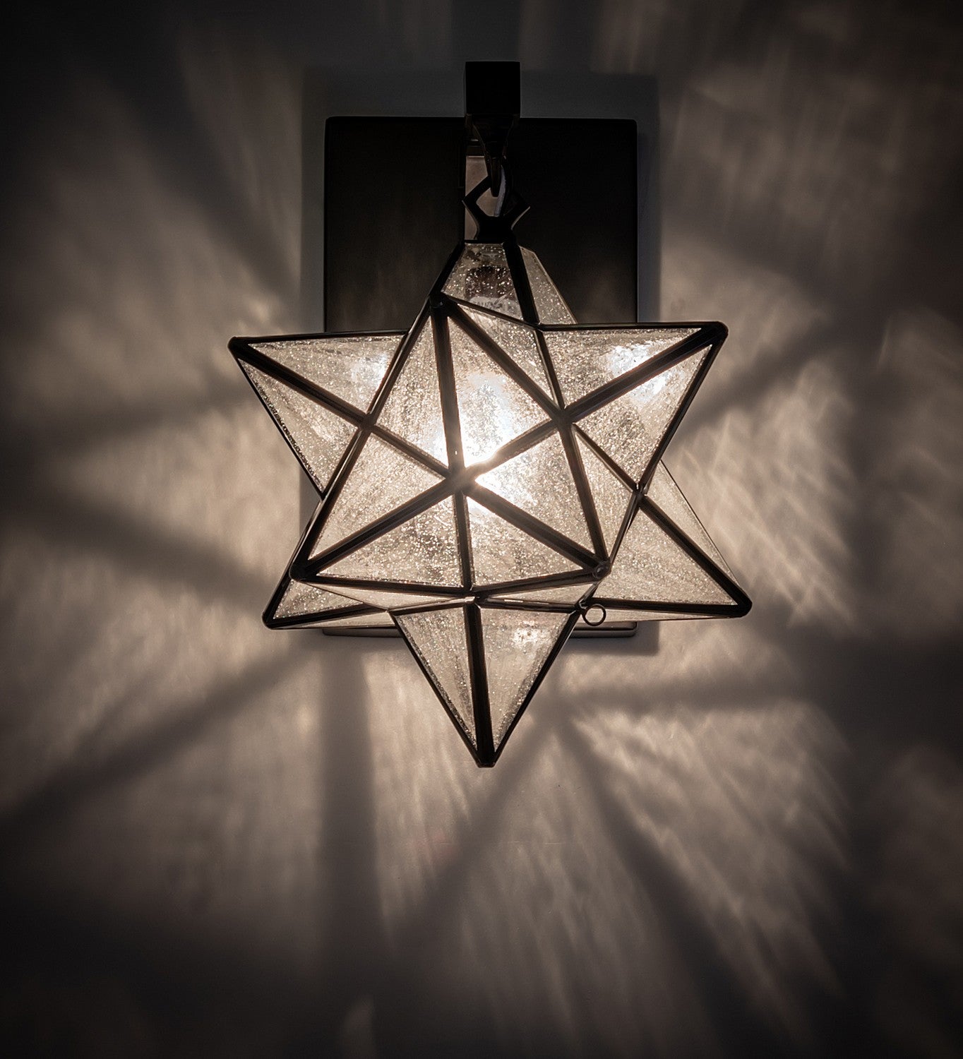 Meyda Tiffany - 260405 - One Light Wall Sconce - Moravian Star - Black Metal