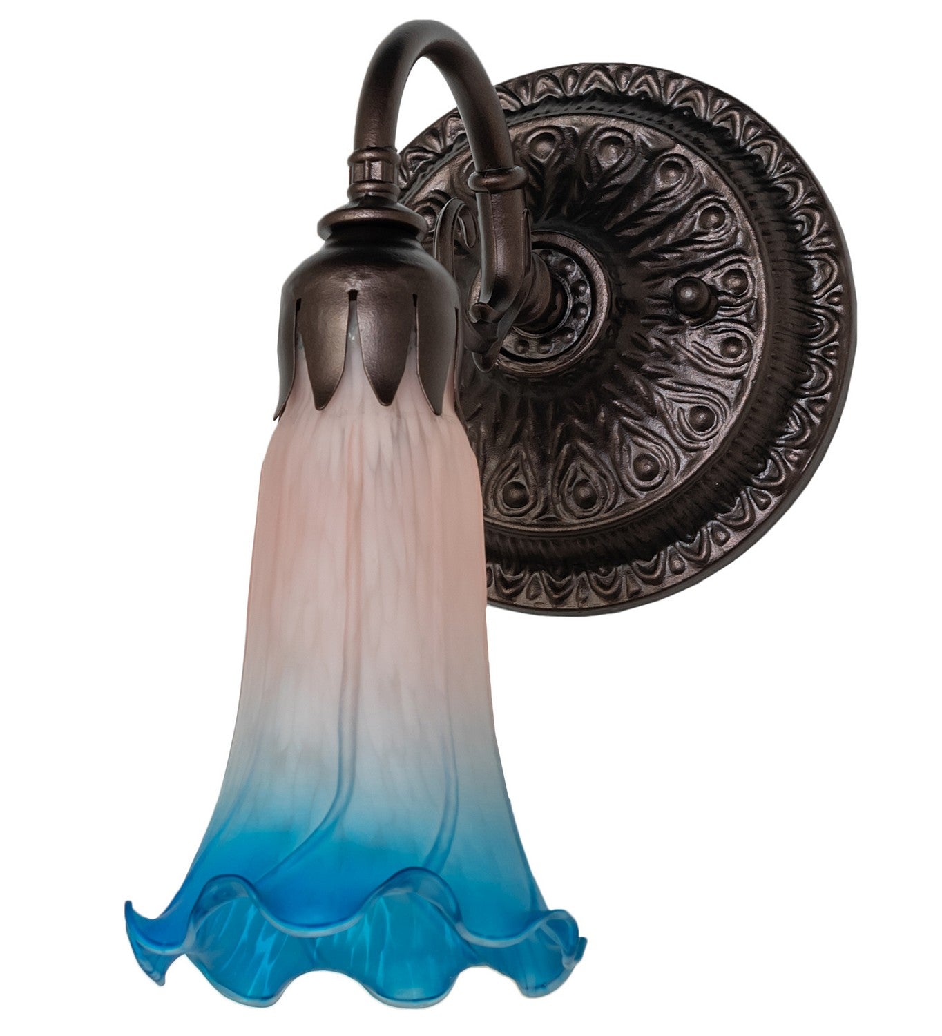 Meyda Tiffany - 261104 - One Light Wall Sconce - Pink/Blue - Mahogany Bronze