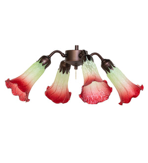 Meyda Tiffany - 261501 - Four Light Fan Light - Seafoam/Cranberry - Mahogany Bronze