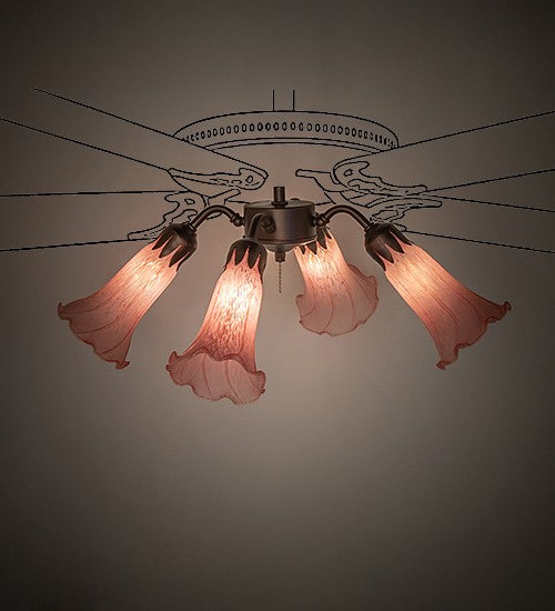 Meyda Tiffany - 261502 - Four Light Fan Light - Pink - Mahogany Bronze