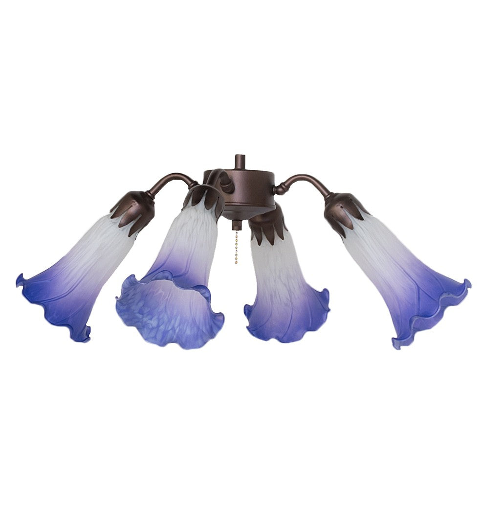 Meyda Tiffany - 261522 - Four Light Fan Light - Blue/White - Mahogany Bronze