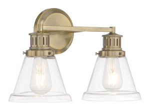 Norwell Lighting - 2402-AN-CL - Two Light Bath - Alden - Antique Brass