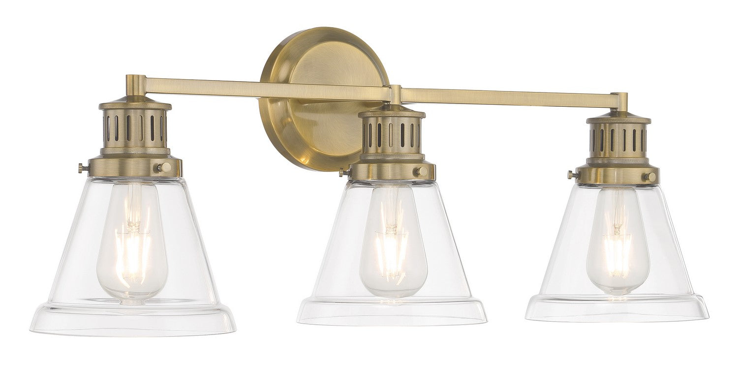 Norwell Lighting - 2403-AN-CL - Three Light Bath - Alden - Antique Brass