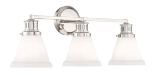 Norwell Lighting - 2403-PN-MO - Three Light Bath - Alden - Polished Nickel