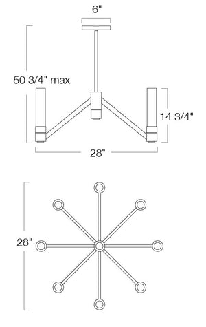 Norwell Lighting - 6518-AN-CL - Eight Light Chandelier - Rohe - Oxidized Brass