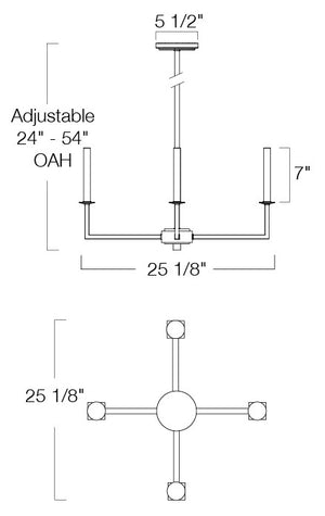 Norwell Lighting - 6520-AG-CA - Four Light Chandelier - Ray - Bronze