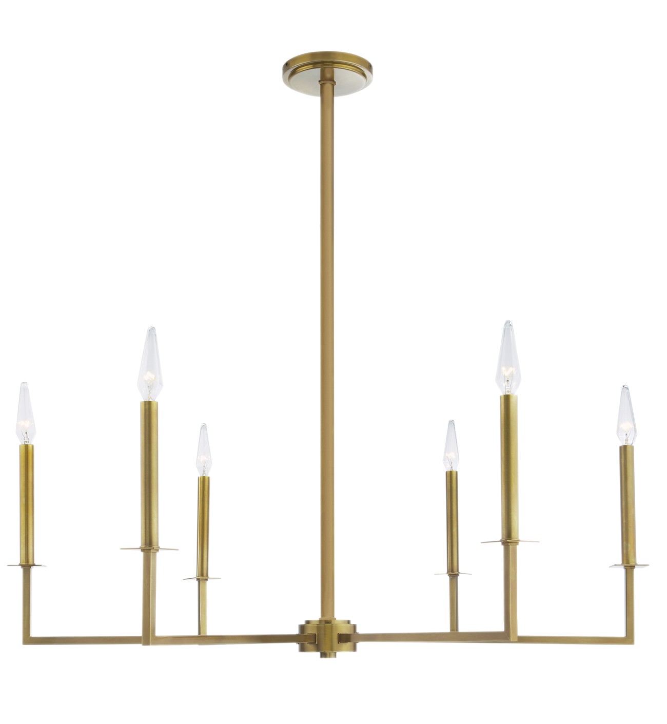 Norwell Lighting - 6521-AG-CA - Six Light Chandelier - Ray - Aged Brass