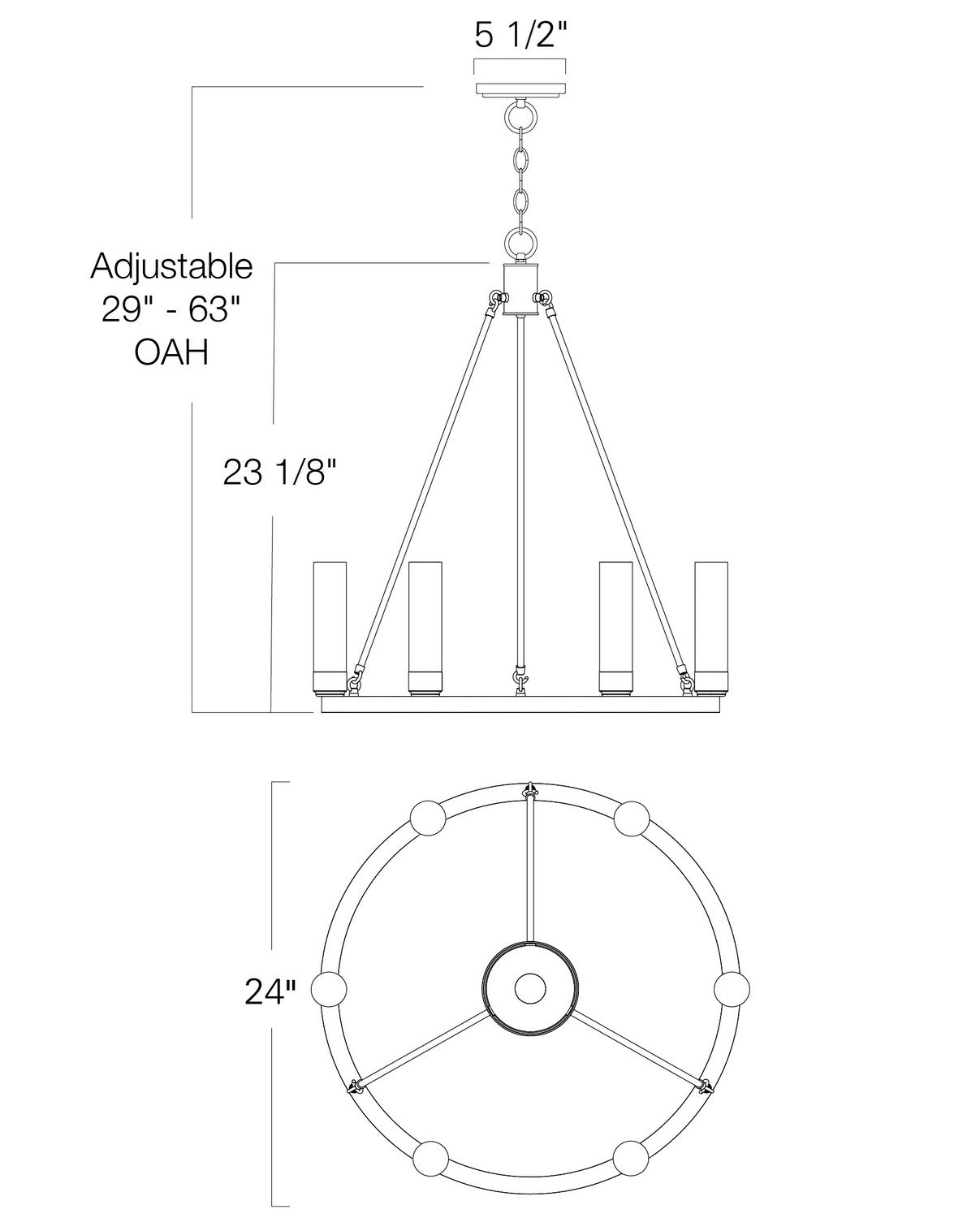 Norwell Lighting - 6525-AG-NG - Six Light Chandelier - Martin - Bronze, Matte Opal