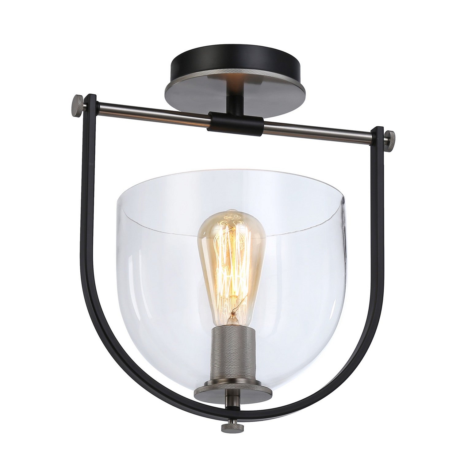 Artcraft - AC11743NB - One Light Semi-Flush Mount - Cheshire - Black & Nickel