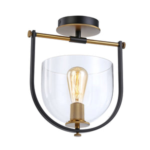 Artcraft - AC11743BB - One Light Semi-Flush Mount - Cheshire - Black & Brass