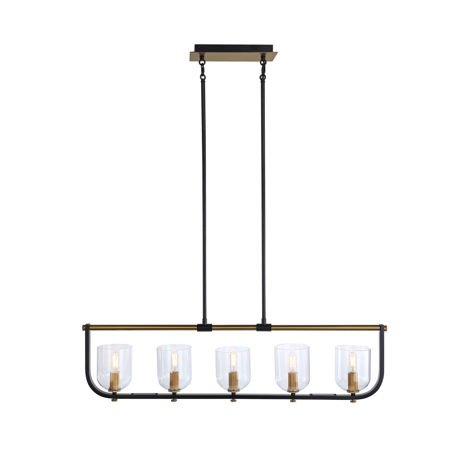 Artcraft - AC11745BB - Five Light Island Pendant - Cheshire - Black & Brass