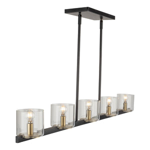 Artcraft - AC11825BB - Five Light Island Pendant - Salinas - Black and Brass