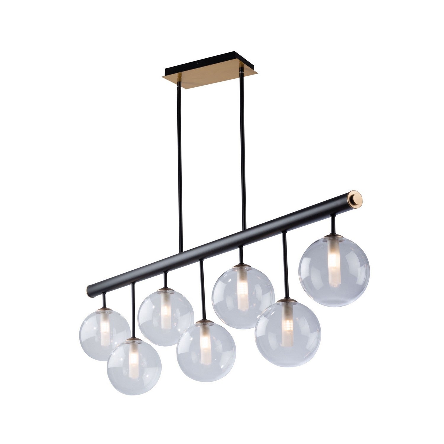 Artcraft - AC11767VB - Seven Light Island Pendant - Aurelia - Matte Black & Brass