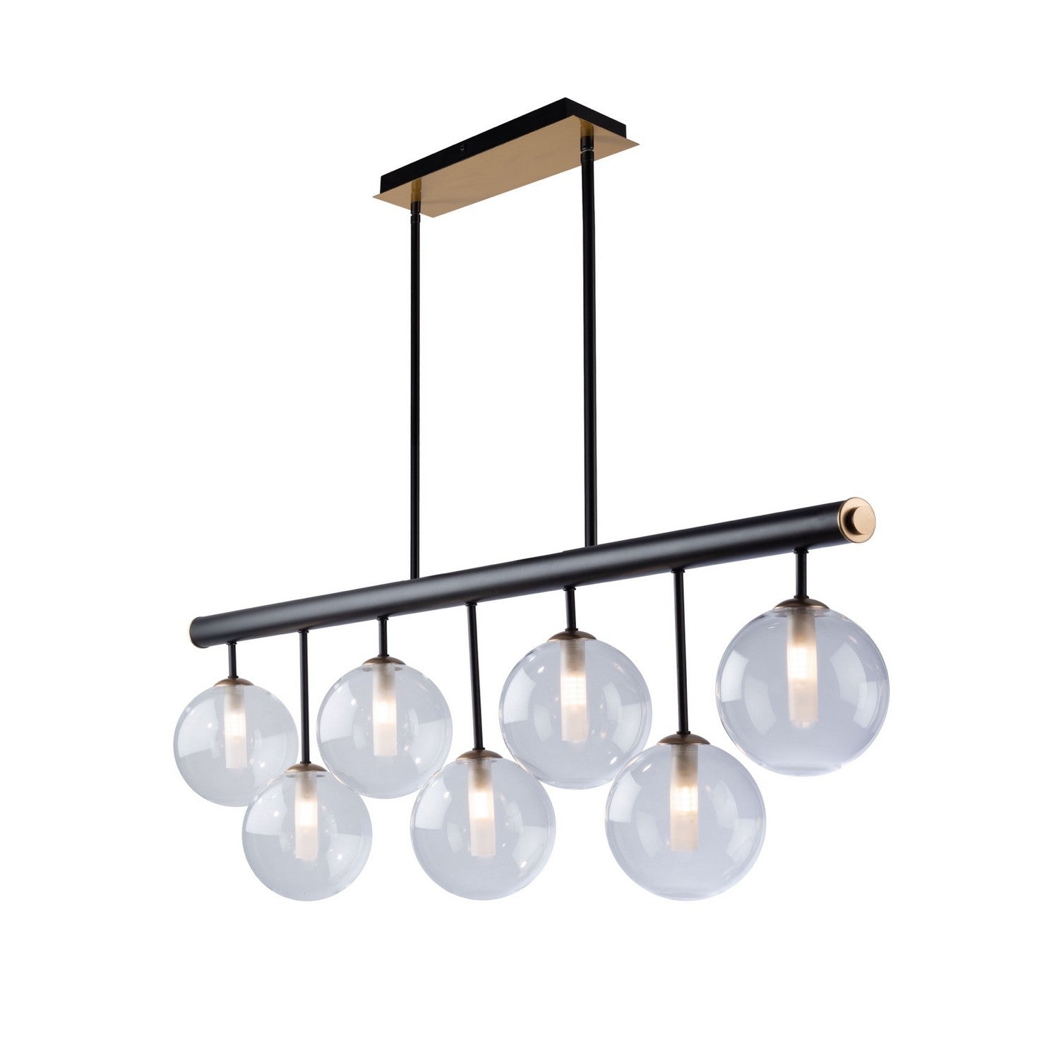 Artcraft - AC11767VB - Seven Light Island Pendant - Aurelia - Matte Black & Brass