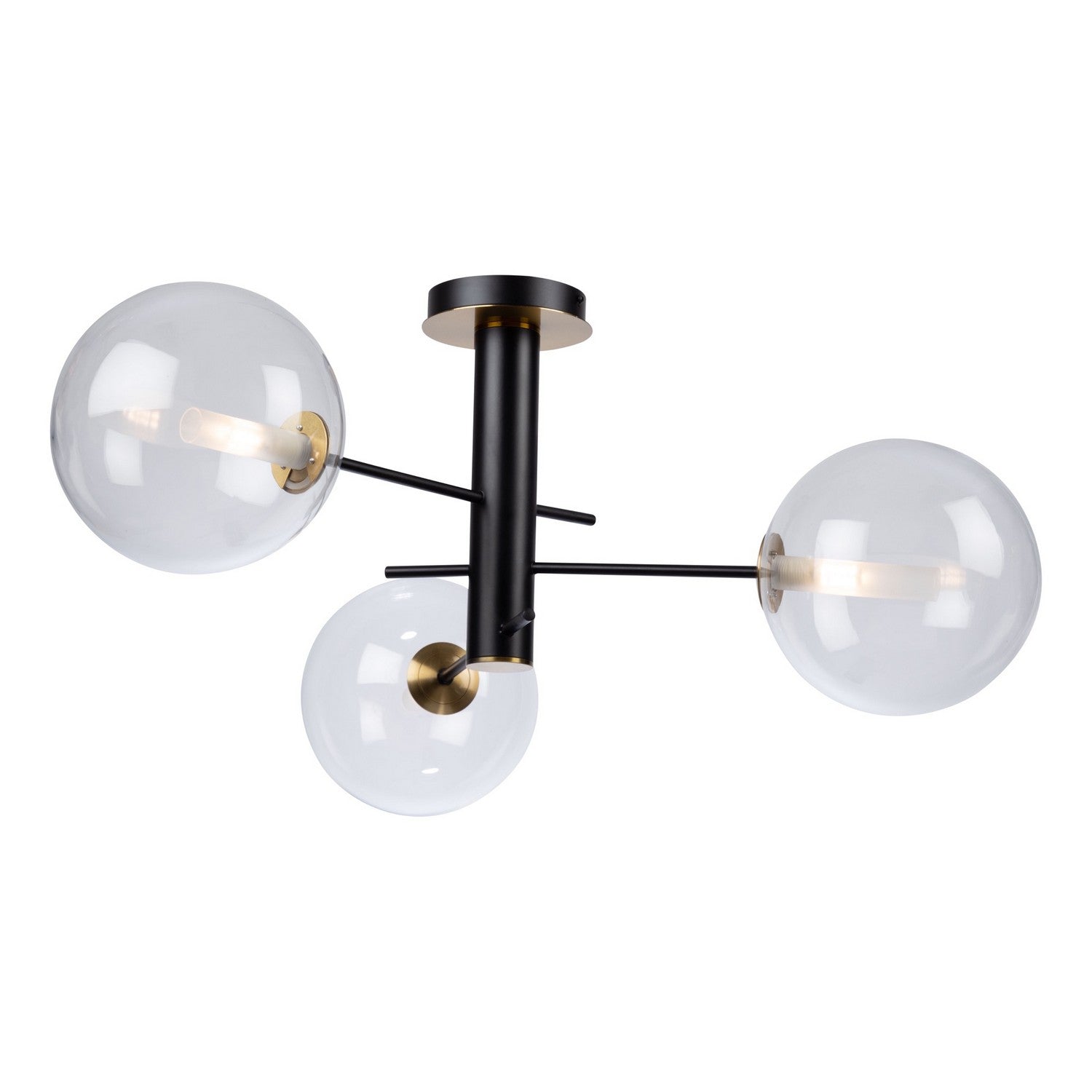 Artcraft - AC11763VB - Three Light Semi-Flush Mount - Aurelia - Matte Black & Brass