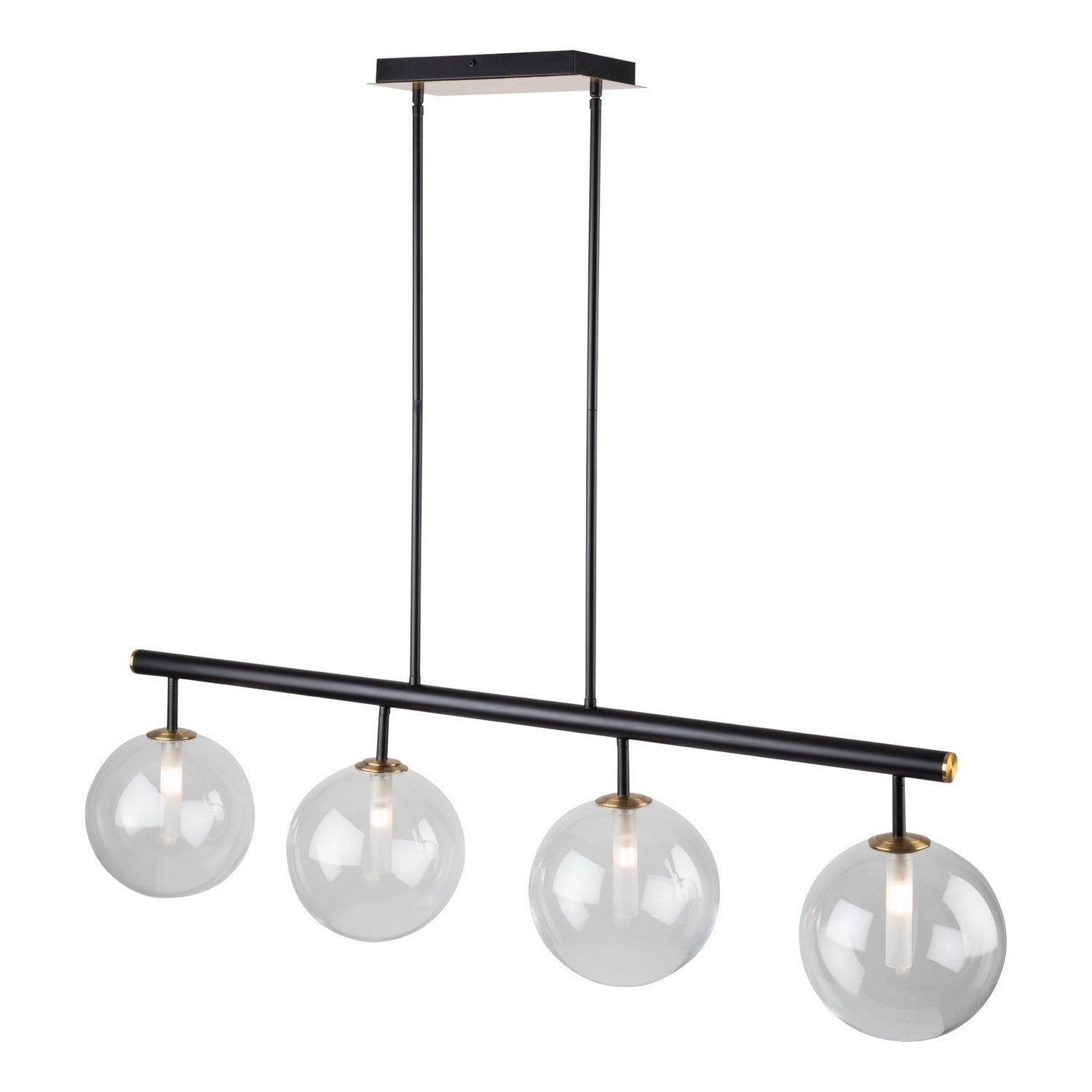 Artcraft - AC11764VB - Four Light Island Pendant - Aurelia - Matte Black & Brass